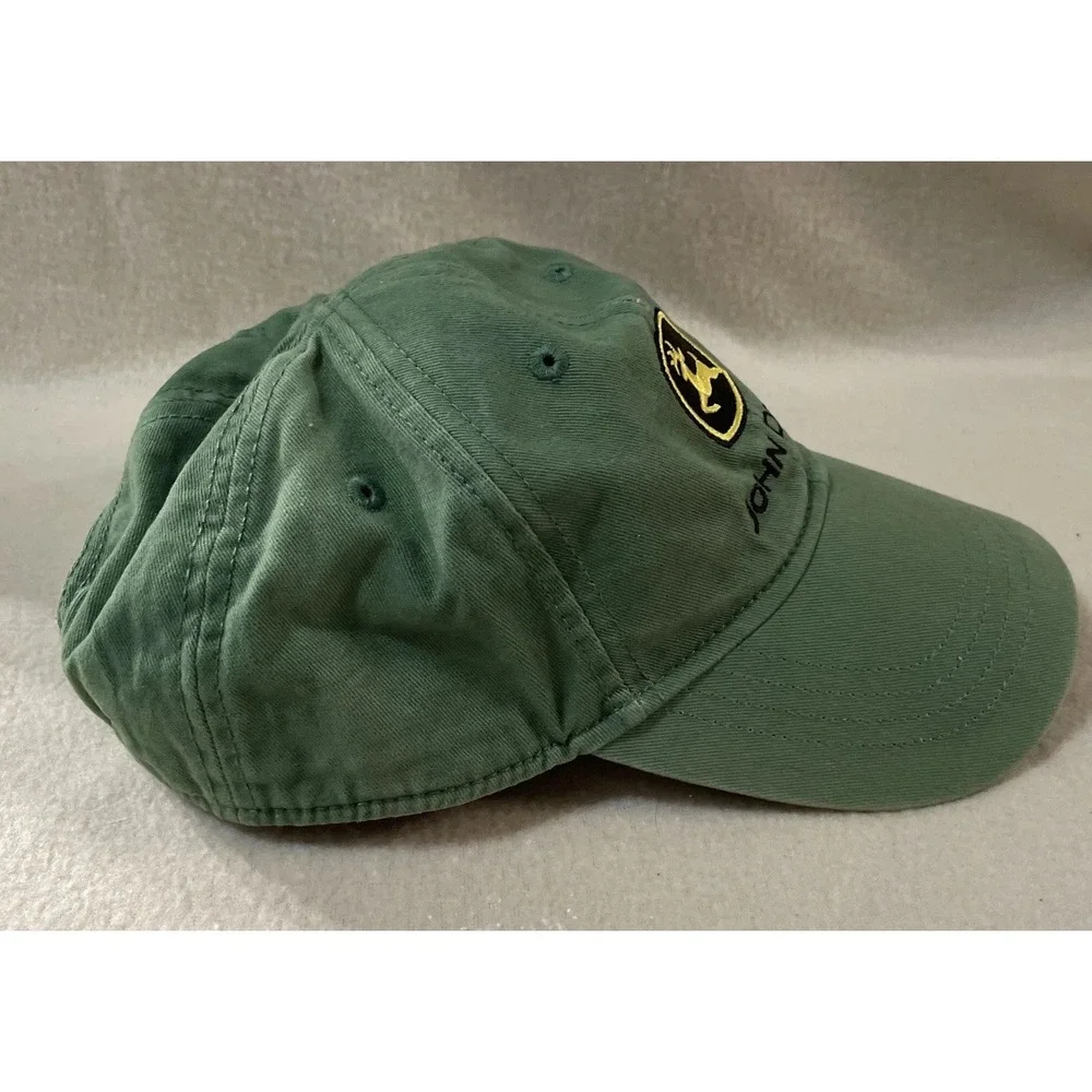John Deere Hook And Loop Youth Hat Cap One Size fits All Weathered Tractor Green